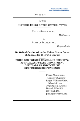 Amicus Brief for Former Homeland Security