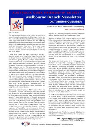 Melb Branch Newsletter, Oct-Nov, 2020