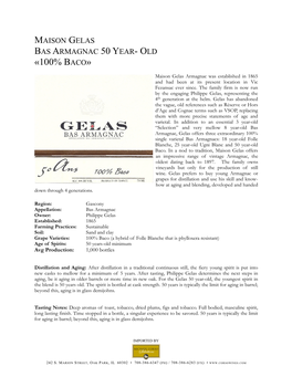 Gelas 50 Year Baco Tech Sheet July