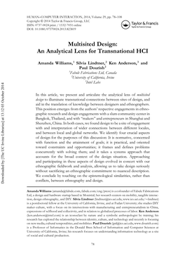 Multisited Design: an Analytical Lens for Transnational HCI