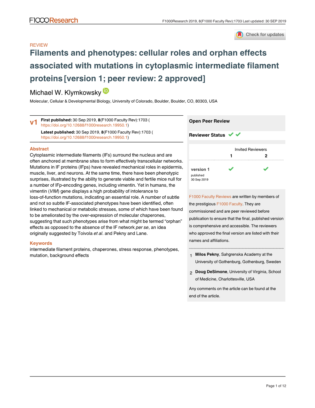 Filaments and Phenotypes