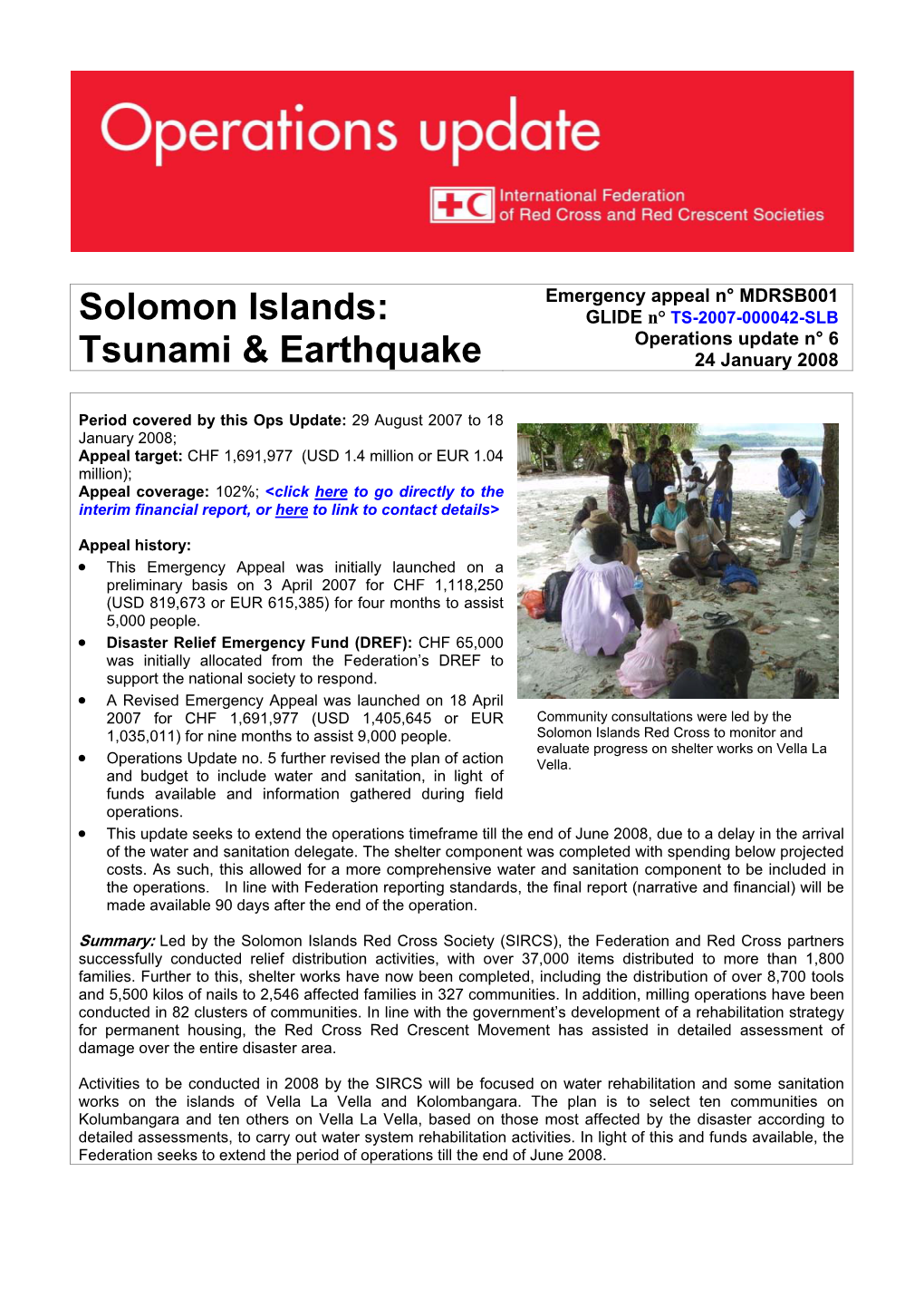 Solomon Islands: Tsunami & Earthquake