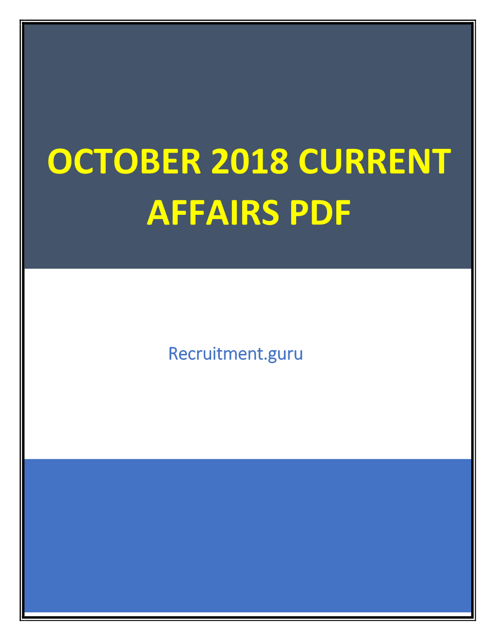 October 2018 Current Affairs Pdf