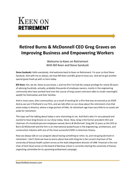Retired Burns & Mcdonnell CEO Greg Graves on Improving Business And