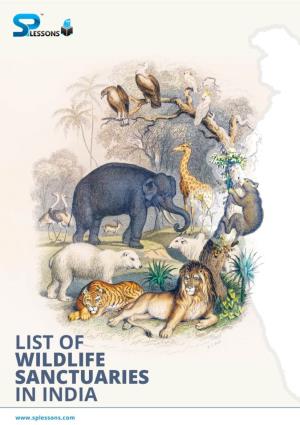 List of Wildlife Sanctuaries in India