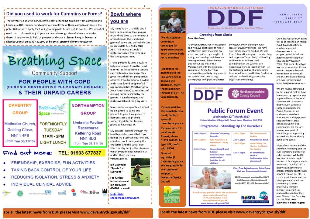 Daventry District Forum Newsletter February 2017