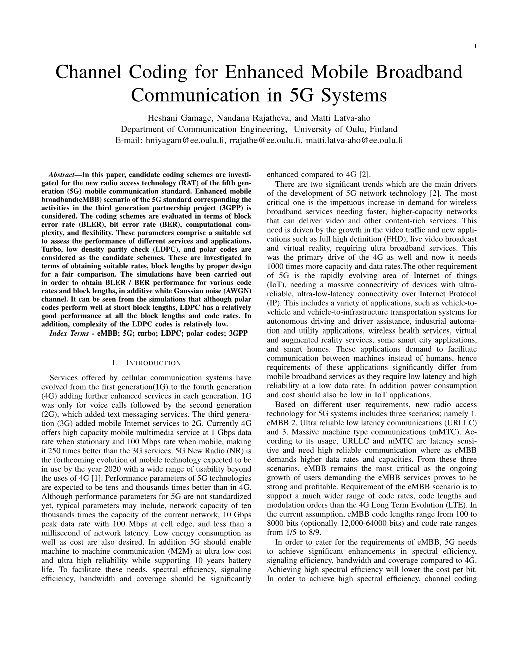 Channel Coding for Enhanced Mobile Broadband Communication in 5G