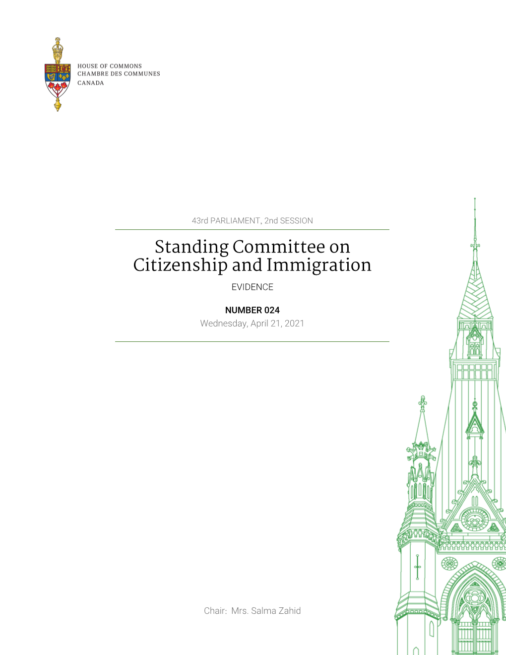 Evidence of the Standing Committee On