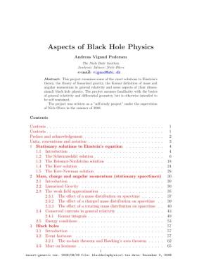 Aspects of Black Hole Physics