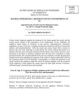 DAVID R. FITZGERALD V. HICKMAN COUNTY GOVERNMENT, ET AL