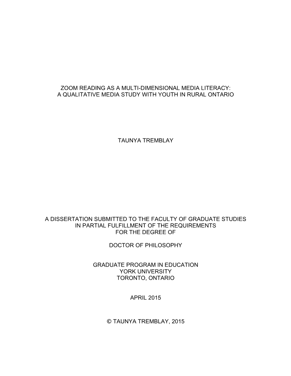 Zoom Reading As a Multi-Dimensional Media Literacy: a Qualitative Media Study with Youth in Rural Ontario