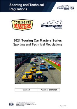 2021 Touring Car Masters Series Sporting and Technical Regulations
