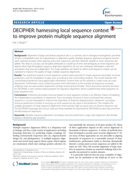 DECIPHER: Harnessing Local Sequence Context to Improve Protein Multiple Sequence Alignment Erik S