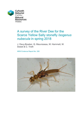 A Survey of the River Dee for the Scarce Yellow Sally Stonefly Isogenus Nubecula in Spring 2018
