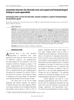 Association Between the Alvarado Score and Surgical and Histopathological Findings in Acute Appendicitis