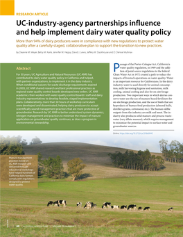 Calag.Ucanr.Edu • JANUARY–MARCH 2019 41 Tool to Delineate Compliance with Water Quality Regula- Management Involved with Dairy Operations