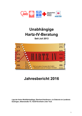 Unabhängige Hartz-IV-Beratung Jahresbericht 2016