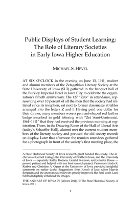 The Role of Literary Societies in Early Iowa Higher Education