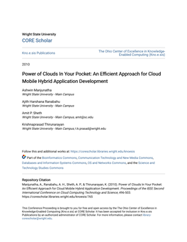 Power of Clouds in Your Pocket: an Efficient Approach for Cloud Mobile Hybrid Application Development