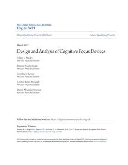 Design and Analysis of Cognitive Focus Devices Ashley L