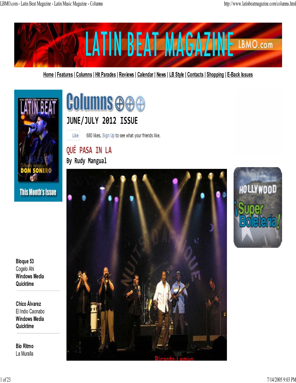 LBMO.Com - Latin Beat Magazine - Latin Music Magazine - Columns