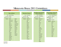 Minnesota House 2011 Committees