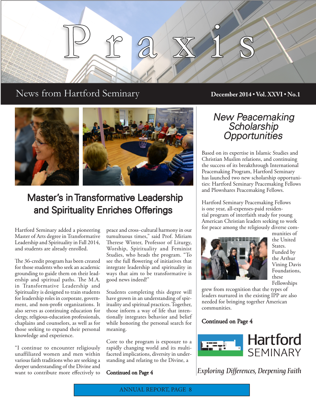News from Hartford Seminary December 2014 • Vol