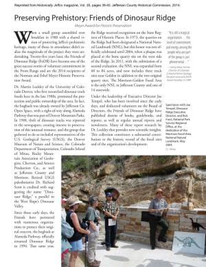 Los Preserving Prehistory: Friends of Dinosaur Ridge