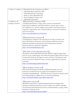 1. Name of Company 5 Mitsubishi Group Companies As in Below ・Mitsubishi Heavy Industries LTD