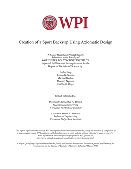 Creation of a Sport Backstop Using Axiomatic Design
