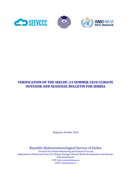 Verification of the Seecof–23 Summer 2020 Climate Outlook and Seasonal Bulletin for Serbia