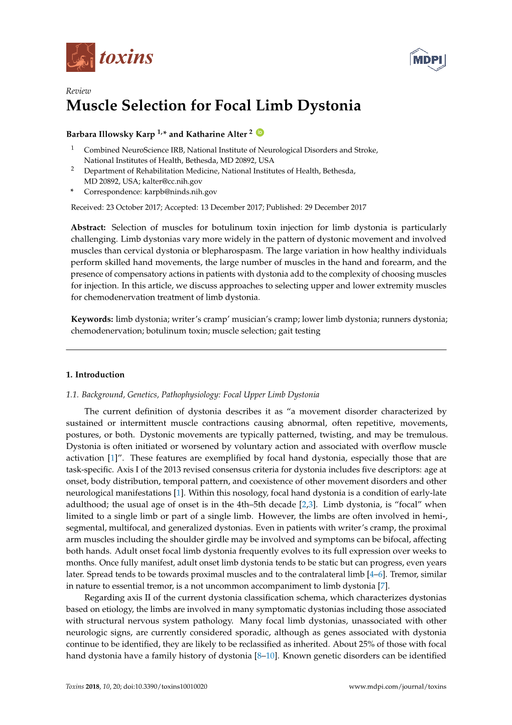 Muscle Selection for Focal Limb Dystonia