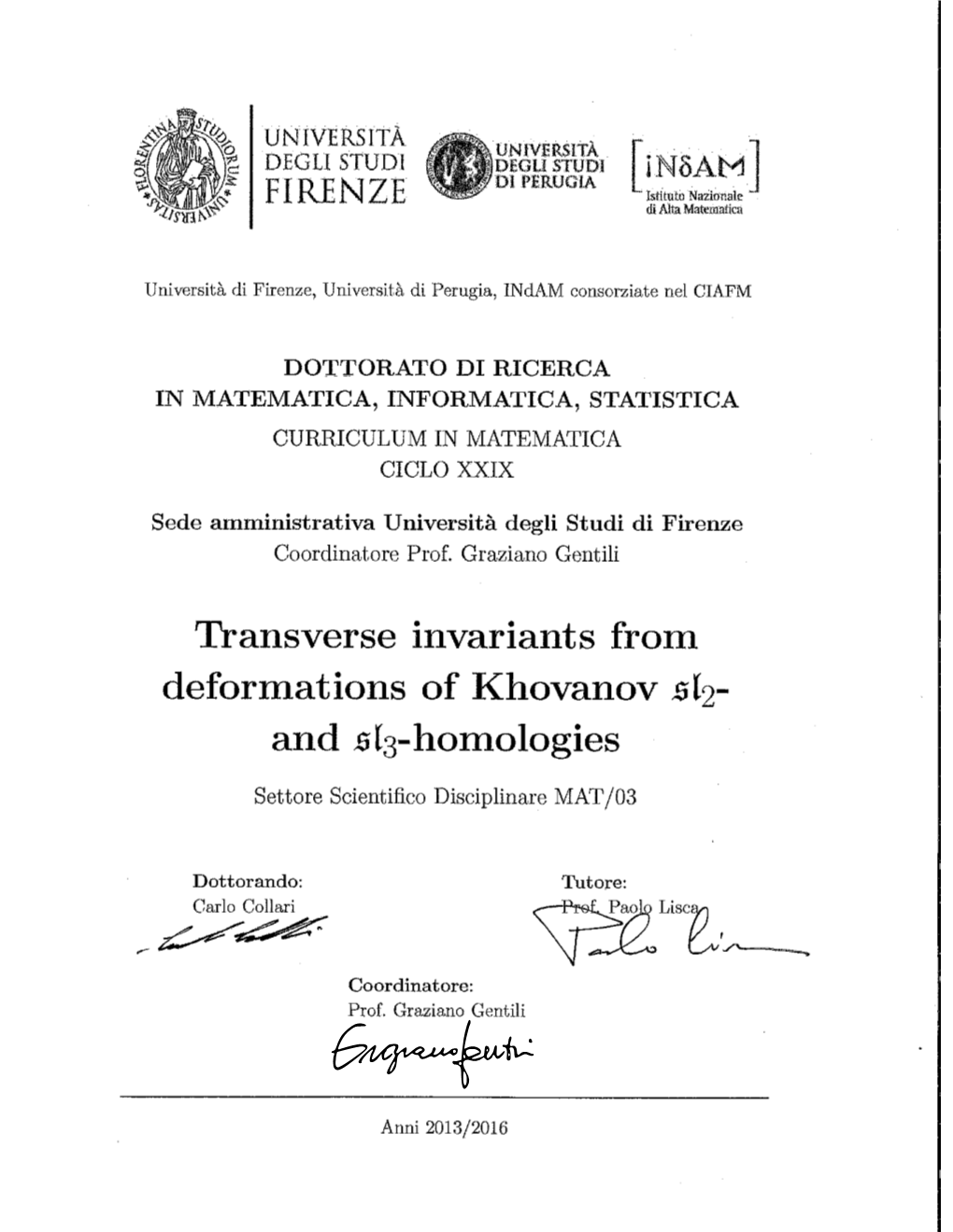 Part 1 Transverse Invariants in Khovanov-Type