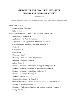 GUIDELINES for COMPLEX LITIGATION in RIVERSIDE SUPERIOR COURT (Revised 6-12-17)