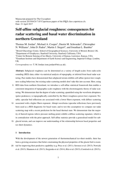 Manuscript Prepared for the Cryosphere with Version 2015/04/24 7.83 Copernicus Papers of the LATEX Class Copernicus.Cls