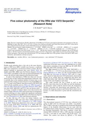 Five Colour Photometry of the Rrd Star V372 Serpentis (Research Note)
