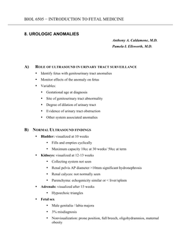 8 Urologic Anomalies