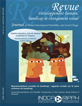 Revue Développement Humain, Handicap Et Changement Social Journal of Human Development, Disability, and Social Change
