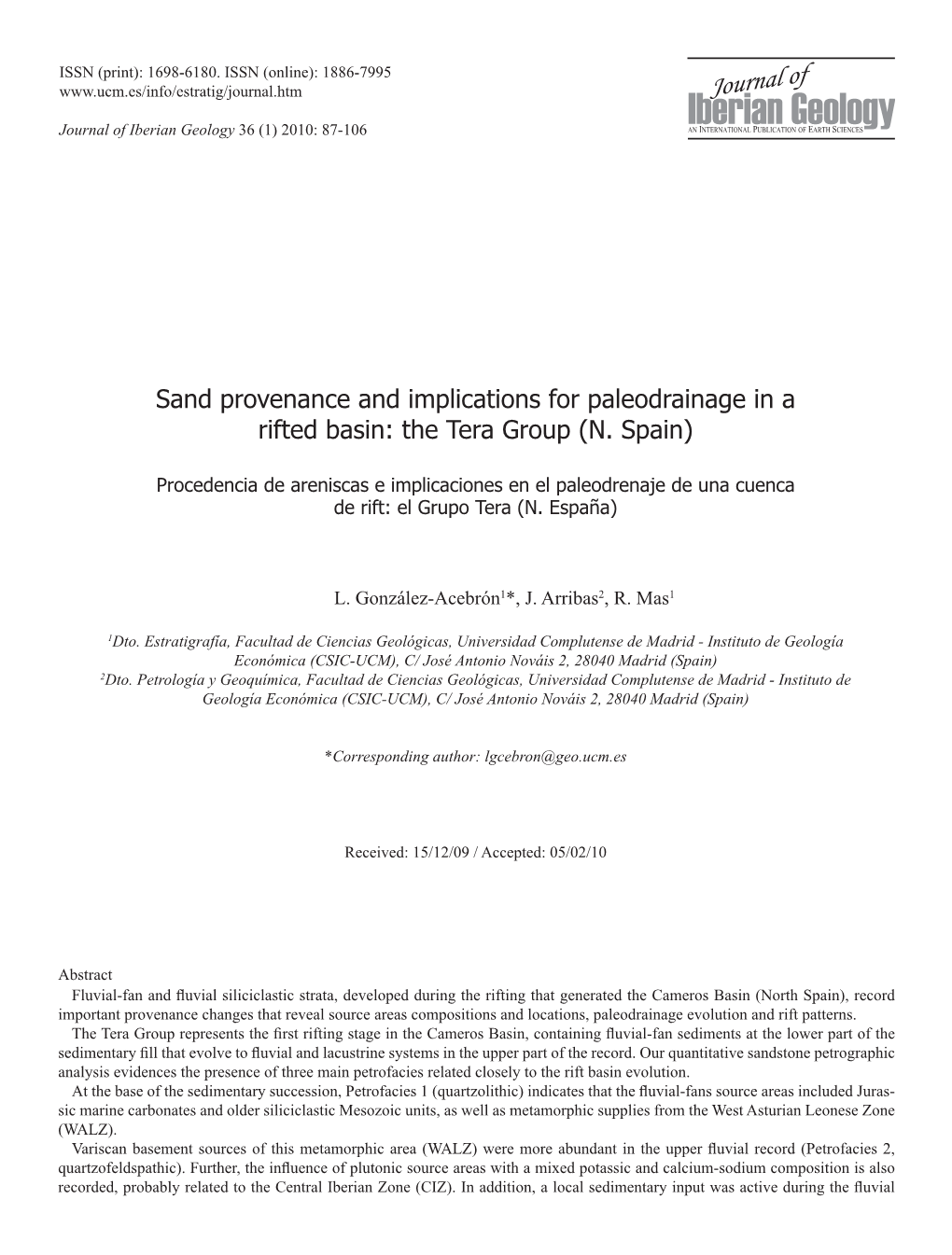 Sand Provenance and Implications for Paleodrainage in a Rifted Basin: the Tera Group (N