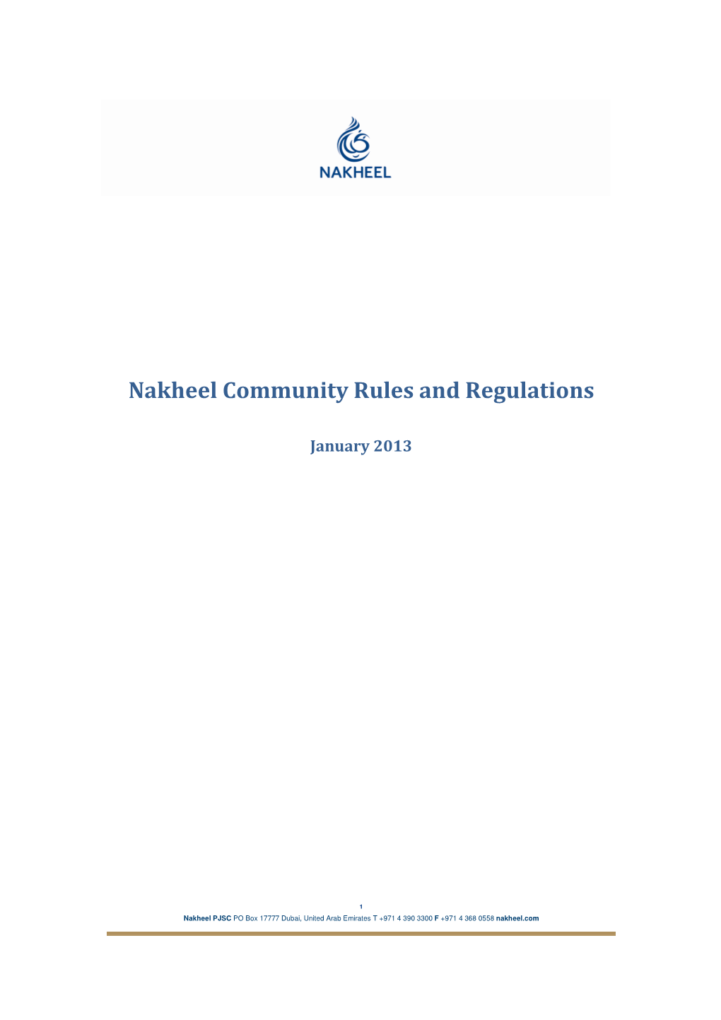 Nakheel Community Rules and Regulations