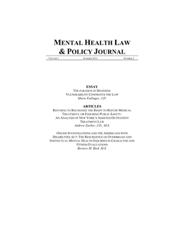 Mental Health Law & Policy Journal