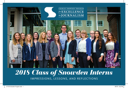 2018 Class of Snowden Interns IMPRESSIONS, LESSONS, and REFLECTIONS I