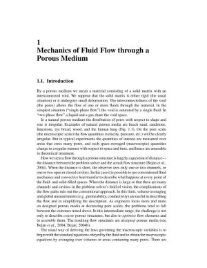 Mechanics of Fluid Flow Through a Porous Medium