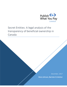 A Legal Analysis of the Transparency of Beneficial Ownership in Canada