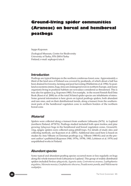 Ground-Living Spider Communities (Araneae) on Boreal and Hemiboreal Peatbogs