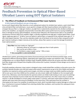 Feedback Prevention in Optical Fiber-Based Ultrafast Lasers Using EOT Optical Isolators