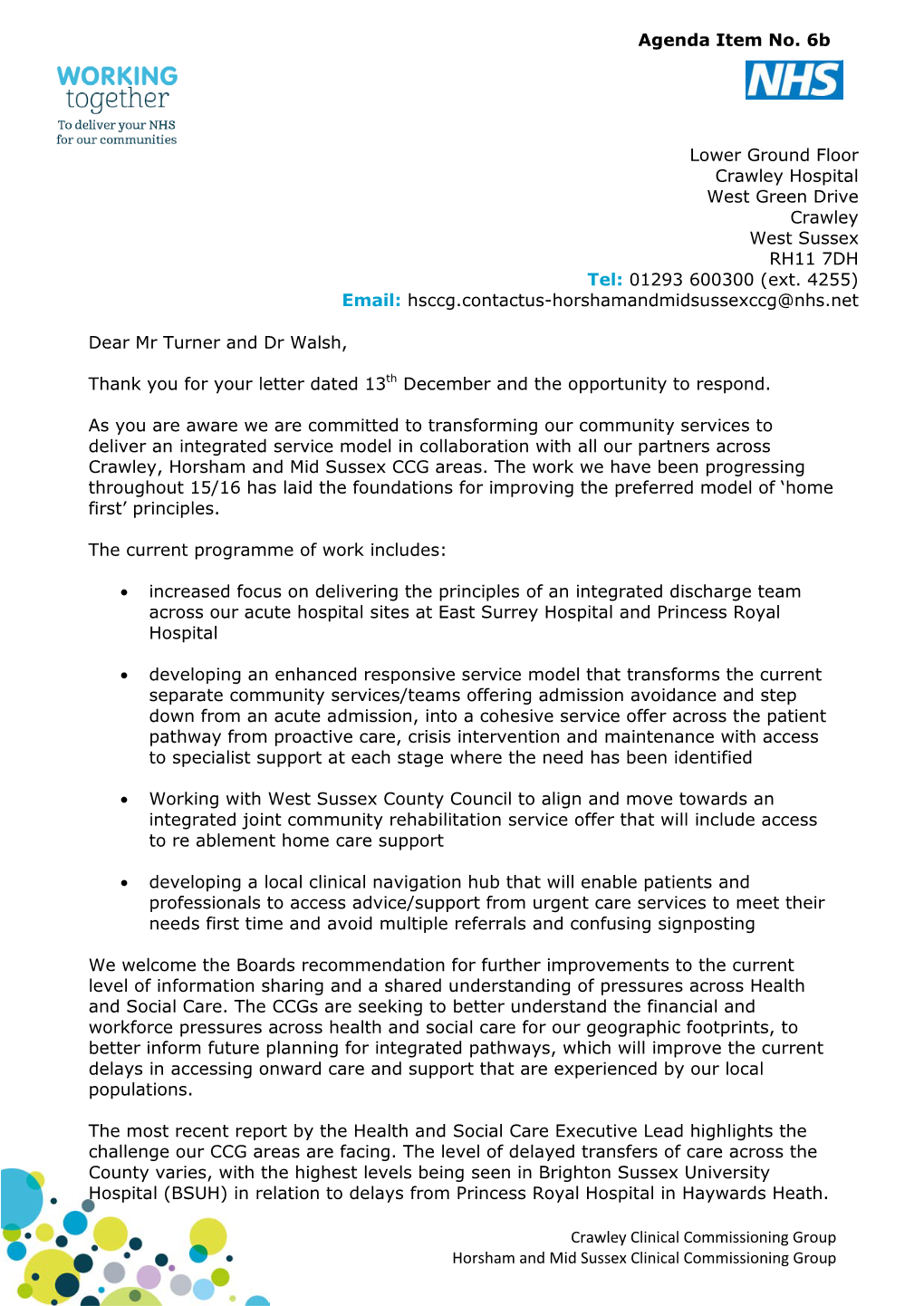 Crawley Clinical Commissioning Group Horsham and Mid Sussex Clinical Commissioning Group