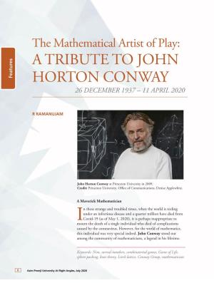 A Tribute to John Horton Conway