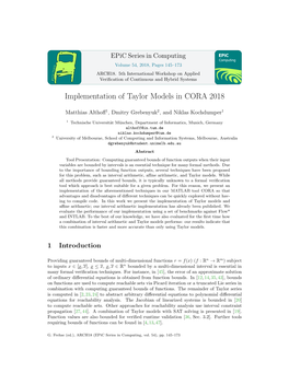 Implementation of Taylor Models in CORA 2018
