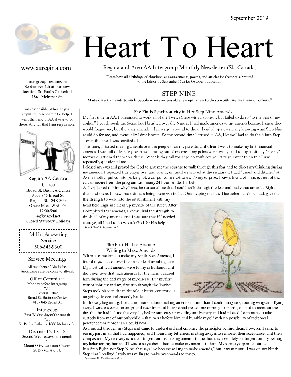 Heart to Heart Regina and Area AA Intergroup Monthly Newsletter (Sk